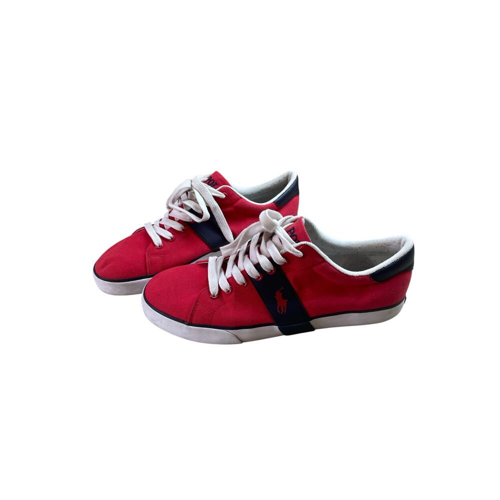 Polo Ralph Lauren Sneakers 11.5 D Burwood Canvas Red Navy Men’s Casual Shoes